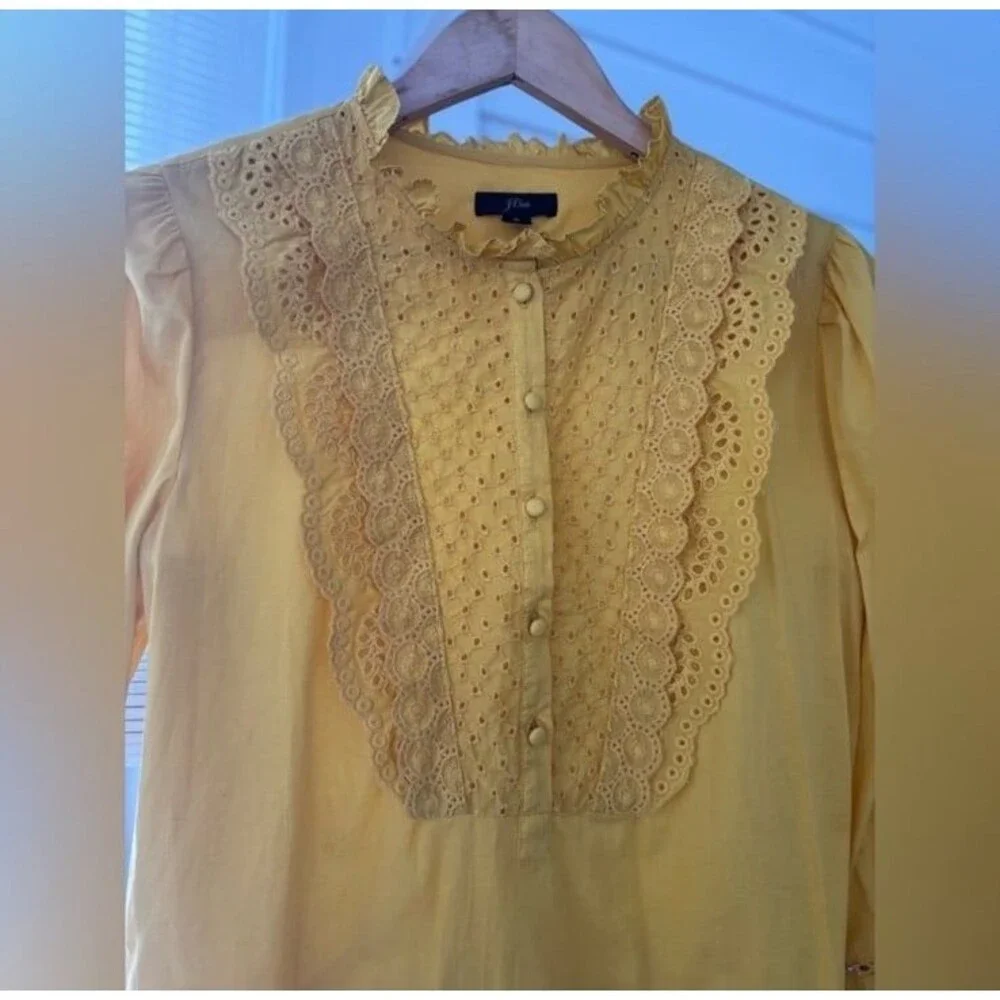 J.Crew Yellow Lace Accent Blouse